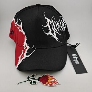Civil Regime Hat Cap Strap Back Mens Black Red Gothic Embroidered Logo‎ Rock New